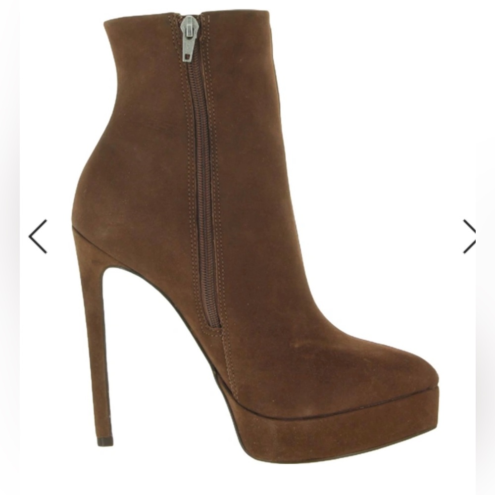 NEW! Steve Madden Velina Brown Nubuck Zipper Closure Pointed Toe Platform Boot.